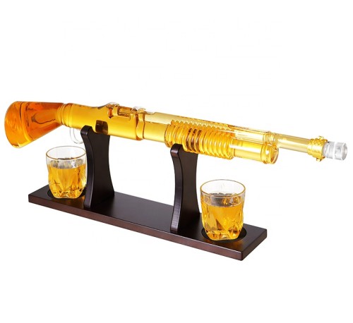 2024 New Type Shotgun whiskey decanter set glass whiskey wine decanter wine bottle with 2 glass