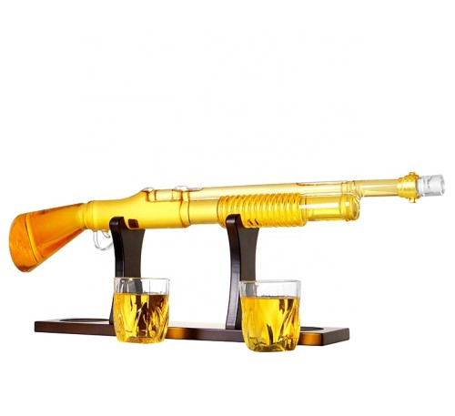 2024 New Type Shotgun whiskey decanter set glass whiskey wine decanter wine bottle with 2 glass