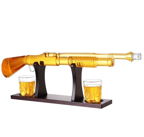 2024 New Type Shotgun whiskey decanter set glass whiskey wine decanter wine bottle with 2 glass