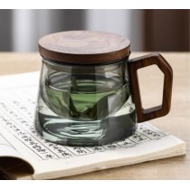 Factory wholesale wood to separate tea tea cup light luxury smoke gray borosilicate glass teapot