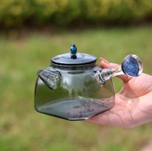 Square Starry glass teapot Grey Color High Borosilicate Glass With Filter Stove Boiling Teapot 500ml