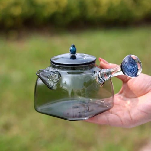 Square Starry glass teapot Grey Color High Borosilicate Glass With Filter Stove Boiling Teapot 500ml