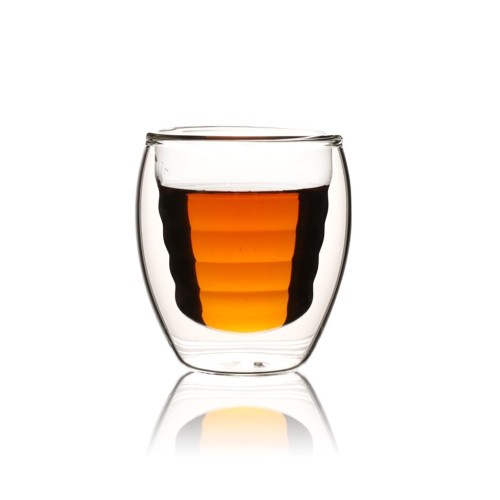Factory wholesale double-layer glass inner thread shape insulated glass tea cups iced tea glasses