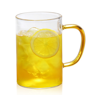 Borosilicate Glass Tea Cup Multiple Color Handle glass tea cups of free OEM Cup 300ml Capacity