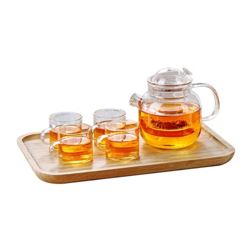 Factory wholesale home high borosilicate transparent glass tea set capacity with filter teapot