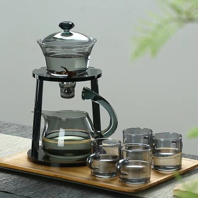 Distributor New Style Glass Teapot Heat Resistant Glass Tea Set Magnetic Water Grey Glass Tea Set
