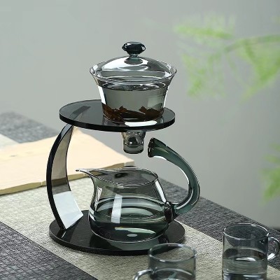 Distributor New Style Glass Teapot Heat Resistant Glass Tea Set Magnetic Water Grey Glass Tea Set