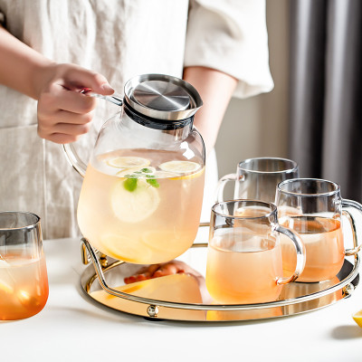 2024 New Design Heat Resistant High Borosilicate Glass Tea Set Open Fire Safe Kettle 450/1800ml