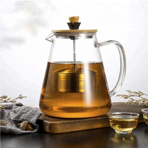 Bamboo Handle Borosilicate Glass Heat Resistant Glass Kettle Open Fire Safe Glass Tea Set