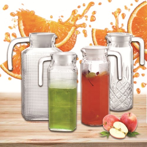 Wholesale home use cheap classic juice kettle cold drink round bottom 1L glass pitcher for water