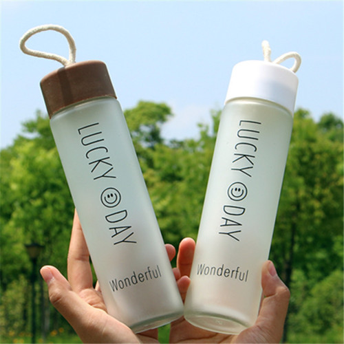 Celebrity Smiley Couple Leisure Water Bottle Creative Outdoor Sports Portable Glass Water Bottle