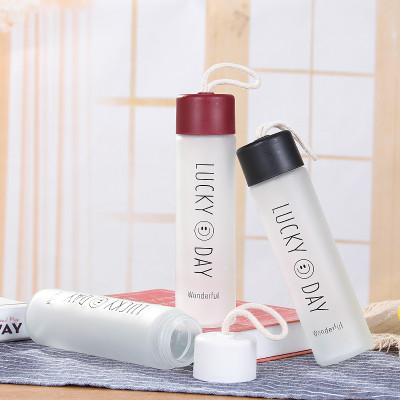 Celebrity Smiley Couple Leisure Water Bottle Creative Outdoor Sports Portable Glass Water Bottle