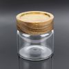 Custom Acacia/Walnut Wood Lid Wide Mouth Clear Borosilicate Glass Jar With Child glass canisters