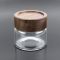 Custom Acacia/Walnut Wood Lid Wide Mouth Clear Borosilicate Glass Jar With Child glass canisters
