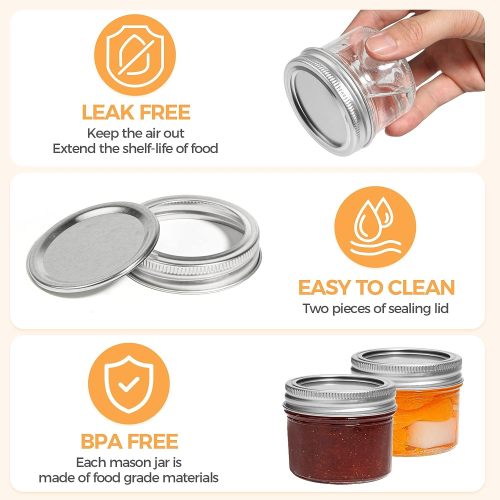 Wholesales 2014 New Mini Regular Mouth Mason Jar with Lids and Seal Bands Small glass canisters