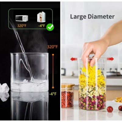 Canister Set of 5 Glass Kitchen Canisters with Airtight Bamboo Lid Glass Storage Jars for Kitchen