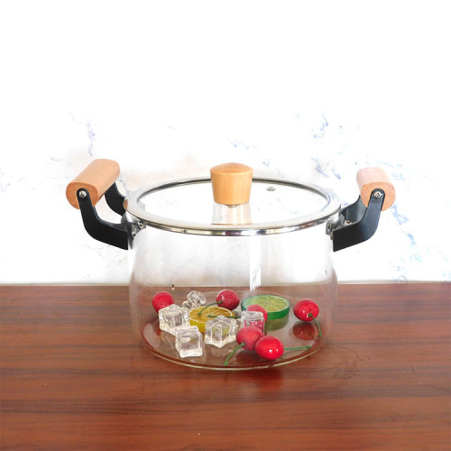 3.5L 4.5L Heat Resistant Thickening Borosilicate Glass Stovetop Cooking Pot Glass Saucepan Casserole