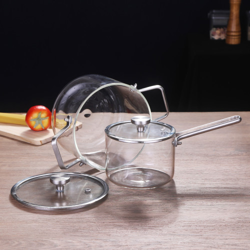 manufactured hot selling OEM High Borosilicate Glass cooking pot Cookware Glass Milk pot