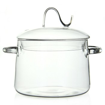 2024 Online hot sales heat resistant Glass soup pot high borosilicate glass cooking pot OEM