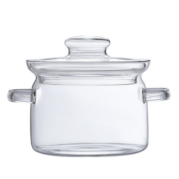 Big Size Transparent Clear Double-ear Cooking Pot High glass Borosilicate glass cooking pot