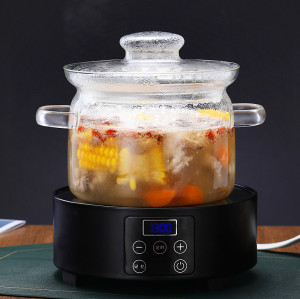Big Size Transparent Clear Double-ear Cooking Pot High glass Borosilicate glass cooking pot