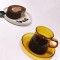 2024 new fashion wholesales OEM deisgn glass coffee mugs amber color glass coffee cup and saucer