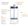 2024 hot selling new design with OEM french press coffee maker double wall glass coffee press