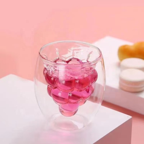 Custom 3D Fruit Shaped Double Wall Glass Cup for Household High Borosilicate Glass Cup juice glass