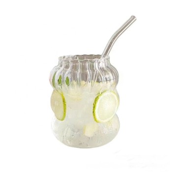 Simple Glass Cups with Straw Custom Glass Tumbler with Straw Custom Logo and Size juice glasses