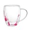 Factory bulk wholesale double wall glass coffee cup with dried flowers and handle milk glass
