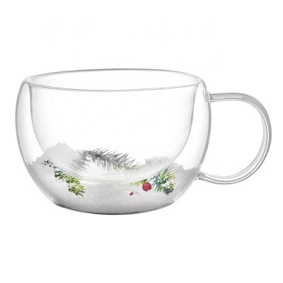 Wholesales Hot selling Creative Handmade Clear double wall glass mug cup with dry milk glass