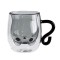 New Style Double Wall Glass Cup Handle Lovely Cat Shaped Glass Milk Glass of Household Custom Color