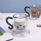New Style Double Wall Glass Cup Handle Lovely Cat Shaped Glass Milk Glass of Household Custom Color