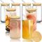 Wholesale 12 OZ / 16 OZ High Borosilicate Glass Can Cup with Straw and Bamboo Lid straw cup