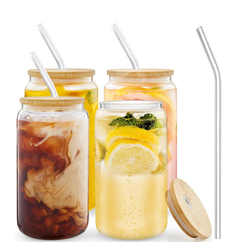 2024 New technology Factory Hot Sale custom logo 12oz 16oz high borosilicate soda beer straw cup