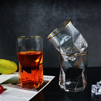 Nordic Drinking Glassware Geometrical Glass Clear Whiskey Glasses Bar Restaurant whiskey glasses