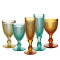 2024 Vintage-Inspired Pattern 250Ml Amber Solid Color Embossed Engraved Vintage Cocktail Glasses