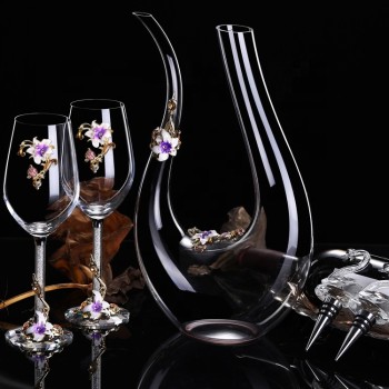 2024 Hot Sale Vintage Luxury Crystal Enamel Style Red Wine Glass Wine Stopper with Decanter
