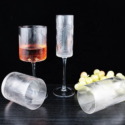 2024 Unique glass goblet set kitchen&tabletop Clear Hand Blown red wine glass Cups Crystal