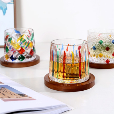 Hand painted tumbler whisky glass Multicolor decompression turn shaker personalized whiskey glasses