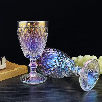 Wine Glass Goblet Stemmed Colored Iridescent Glassware Rainbow Home Custom Cheap Cocktail Glasses