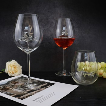 Hot Sale Luxury Custom Animal Design Wine Glasses Handmade Borosilicate Elegant Shark Red Wine Glass