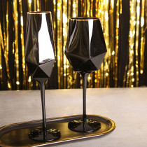 Wholesale Elegant Lead Free Goblet Wine Glasses Full Color Accent Blind Black Tasting red wine glass