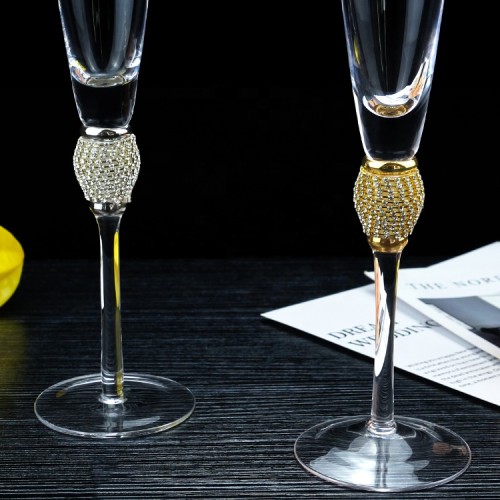 Hot Sale Wedding Party  Handmade Jewel Champagne Glasses Luxury Champagne FlutescCocktail Glasses