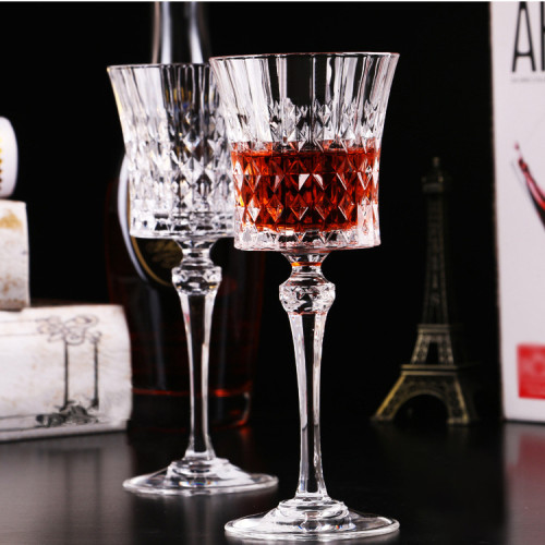 Wedding Party Event Wholesale Long Stem Wine Glass Elegant Diamond Vintage Goblets Cocktail Glasses