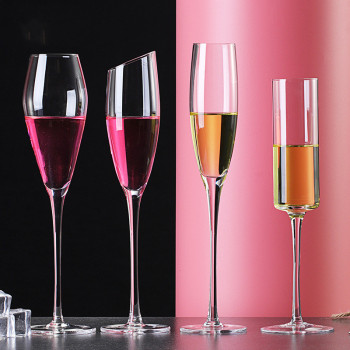 Manufactory Glass Champagne Glasses Bevel Mouth Cup Champagne Flutes Wedding Cocktail Glasses