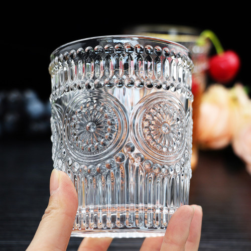 Machine-Made Sun Flower Goblets Wine Glasses Amazon Top Seller Glassware for Home Cocktail Glasses