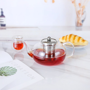Borosilicate glass clear tea pot set with stainless infuser lid maker and tea teapot glass teapot