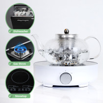 Borosilicate glass clear tea pot set with stainless infuser lid maker and tea teapot glass teapot