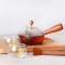 Het selling 300ml High Borosilicate Exotic Glass Tea Set Glass Pot With Wooden Glass Tea Set